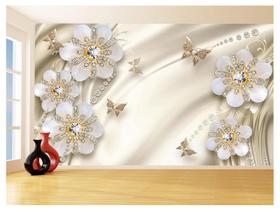 Papel De Parede 3D Floral Textura Sala Flores 3,5M Xfl351