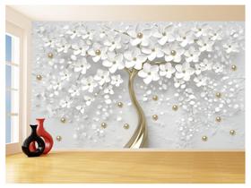 Papel De Parede 3D Floral Textura Sala Flores 3,5M Xfl354 Papel De Parede 3D Floral Textura Sala Flores 3,5M Xfl354