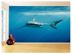 Papel De Parede 3D Fundo Do Mar Tubarão Branco 3,5M Fm115