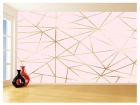 Papel De Parede 3D Geométrico Rosa Claro Riscos 3,5M Gmt05
