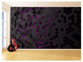 Papel De Parede 3D Hexágonos Moderno Gamer Rosa 3,5M Txt37