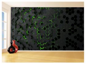 Papel De Parede 3D Hexágonos Moderno Gamer Verde 3,5M Txt40 - Você Decora