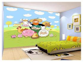 Papel De Parede 3D Infantil Fazendinha Animais 3,5M Azs347