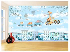 Papel De Parede 3D Infantil Nuvens Girafa Babê 3,5M Azs363