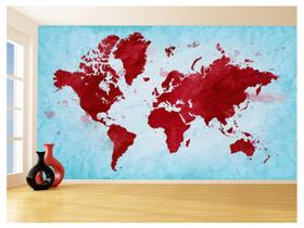 Papel De Parede 3D Mapa Mundi Arte Cimento Cores 3,5M Nmu75