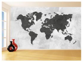 Papel De Parede 3D Mapa Mundi Cimento Concreto 3,5M Nmu36 Papel De Parede 3D Mapa Mundi Cimento Concreto 3,5M Nmu36