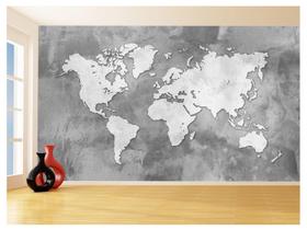 Papel De Parede 3D Mapa Mundi Cimento Concreto 3,5M Nmu42