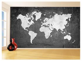 Papel De Parede 3D Mapa Mundi Cimento Concreto 3,5M Nmu50 Papel De Parede 3D Mapa Mundi Cimento Concreto 3,5M Nmu50