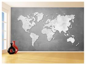 Papel De Parede 3D Mapa Mundi Cimento Concreto 3,5M Nmu56