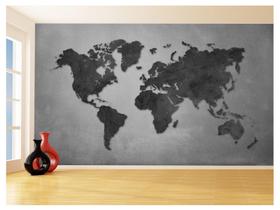 Papel De Parede 3D Mapa Mundi Cimento Concreto 3,5M Nmu57