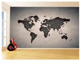 Papel De Parede 3D Mapa Mundi Concreto Cimento 3,5M Nmu19