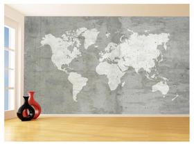 Papel De Parede 3D Mapa Mundi Concreto Cimento 3,5M Nmu85 Papel De Parede 3D Mapa Mundi Concreto Cimento 3,5M Nmu85