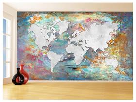 Papel De Parede 3D Mapa Mundi Ferrugem Cimento 3,5M Nmu27