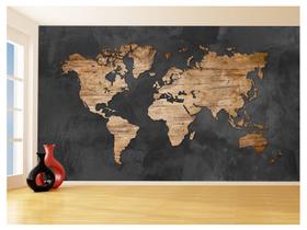 Papel De Parede 3D Mapa Mundi Madeira Concreto 3,5M Nmu49 Papel De Parede 3D Mapa Mundi Madeira Concreto 3,5M Nmu49