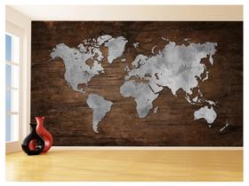 Papel De Parede 3D Mapa Mundi Madeira Concreto 3,5M Nmu67 Papel De Parede 3D Mapa Mundi Madeira Concreto 3,5M Nmu67
