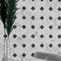 Papel De Parede 3D Mosaico De Mármore Pedra Aspecto Autocolante