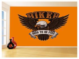 Papel De Parede 3D Moto Águia Logo Biker Born 3,5M Cxr101