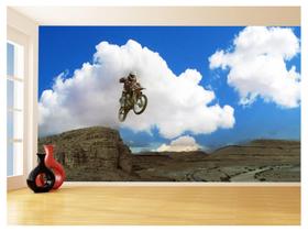 Papel De Parede 3D Moto Cross Trilha Terra Mx 3,5M Bkm04