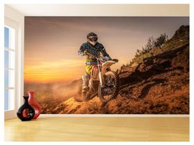 Papel De Parede 3D Moto Cross Trilha Terra Mx 3,5M Bkm06