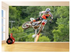 Papel De Parede 3D Moto Cross Trilha Terra Mx 3,5M Bkm14