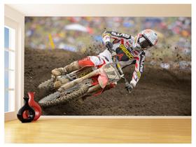 Papel De Parede 3D Moto Cross Trilha Terra Mx 3,5M Bkm16