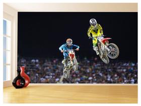 Papel De Parede 3D Moto Cross Trilha Terra Mx 3,5M Bkm18