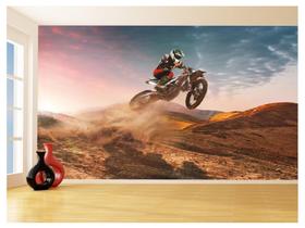 Papel De Parede 3D Moto Cross Trilha Terra Mx 3,5M Bkm22