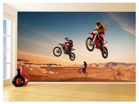 Papel De Parede 3D Moto Cross Trilha Terra Mx 3,5M Bkm26