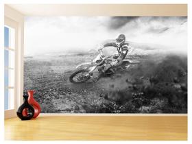 Papel De Parede 3D Moto Cross Trilha Terra Mx 3,5M Bkm44