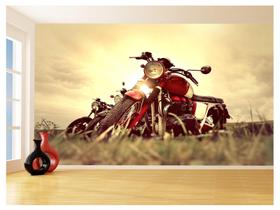 Papel De Parede 3D Moto Custom Chopper Cafe 3,5M Bkm110