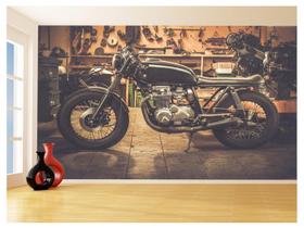 Papel De Parede 3D Moto Custom Chopper Viagem 3,5M Bkm118