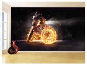 Papel De Parede 3D Moto Esporte Fogo Radical 3,5M Bkm104