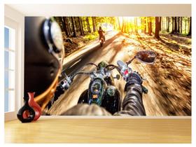 Papel De Parede 3D Moto Esporte Viagem Estrada 3,5M Bkm101