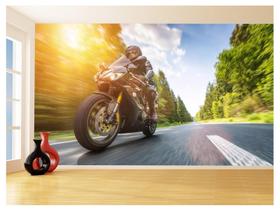Papel De Parede 3D Moto Esporte Viagem Estrada 3,5M Bkm54