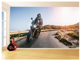 Papel De Parede 3D Moto Esporte Viagem Estrada 3,5M Bkm58 - Você Decora