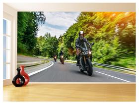 Papel De Parede 3D Moto Esporte Viagem Estrada 3,5M Bkm61