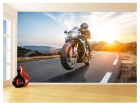 Papel De Parede 3D Moto Esporte Viagem Estrada 3,5M Bkm77