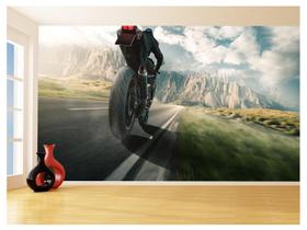 Papel De Parede 3D Moto Esporte Viagem Estrada 3,5M Bkm78