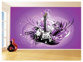 Papel De Parede 3D Musica Guitarra Arte Graffiti 3,5M Mus71