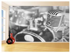 Papel De Parede 3D Musica Microfone Som Vintage 3,5M Mus63