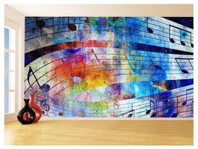Papel De Parede 3D Musica Notas Musicais Cores 3,5M Mus47
