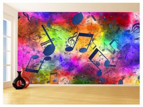 Papel De Parede 3D Musica Notas Musicais Cores 3,5M Mus59