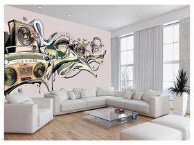 Papel De Parede 3D Musica Toca Fita Retrô Tape 3,5M Mus56 Papel De Parede 3D Musica Toca Fita Retrô Tape 3,5M Mus56