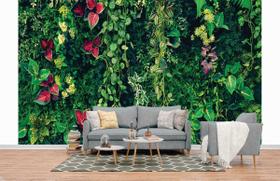 Papel de Parede 3D Painel 4M Folhas Macro Verde vivo Folhagem Auto Colante Vinílico Lavável