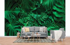 Papel de Parede 3D Painel 4M Folhas Palmeiras Verde Viníl Jadim Realista Auto Colante Lavável