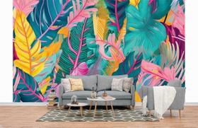 Papel de Parede 3D Painel 4M Folhas Tropicais Decoradas Jadim Realista Auto Colante Lavável Papel de Parede 3D Painel 4M Folhas Tropicais Decoradas Jadim Realista Auto Colante Lavável