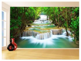 Papel De Parede 3D Paisagem Cachoeira Florestas 3,5M Nch227