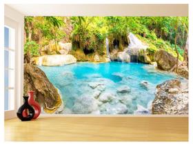 Papel De Parede 3D Paisagem Cachoeira Florestas 3,5M Nch239