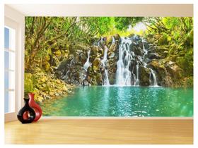 Papel De Parede 3D Paisagem Cachoeira Florestas 3,5M Nch247