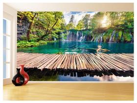 Papel De Parede 3D Paisagem Cachoeira Florestas 3,5M Nch248